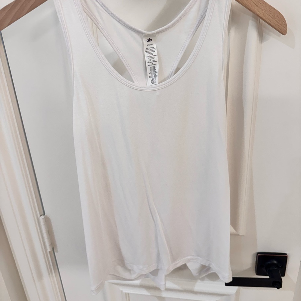 ALO Yoga White Crop Tank Top